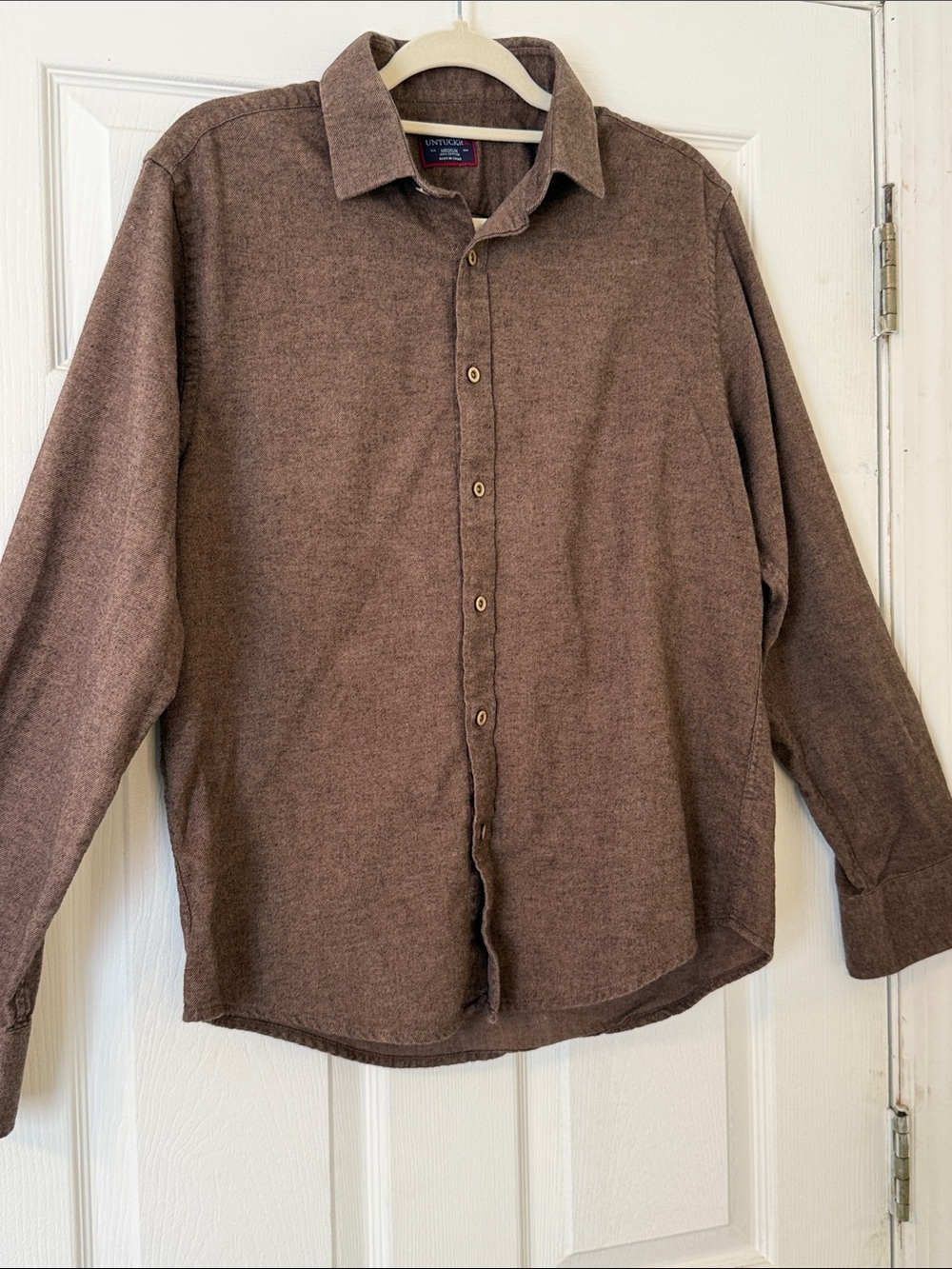 UNTUCKit Men’s Medium Brown Heather Long Sleeve Button Down Shirt 100% Cotton